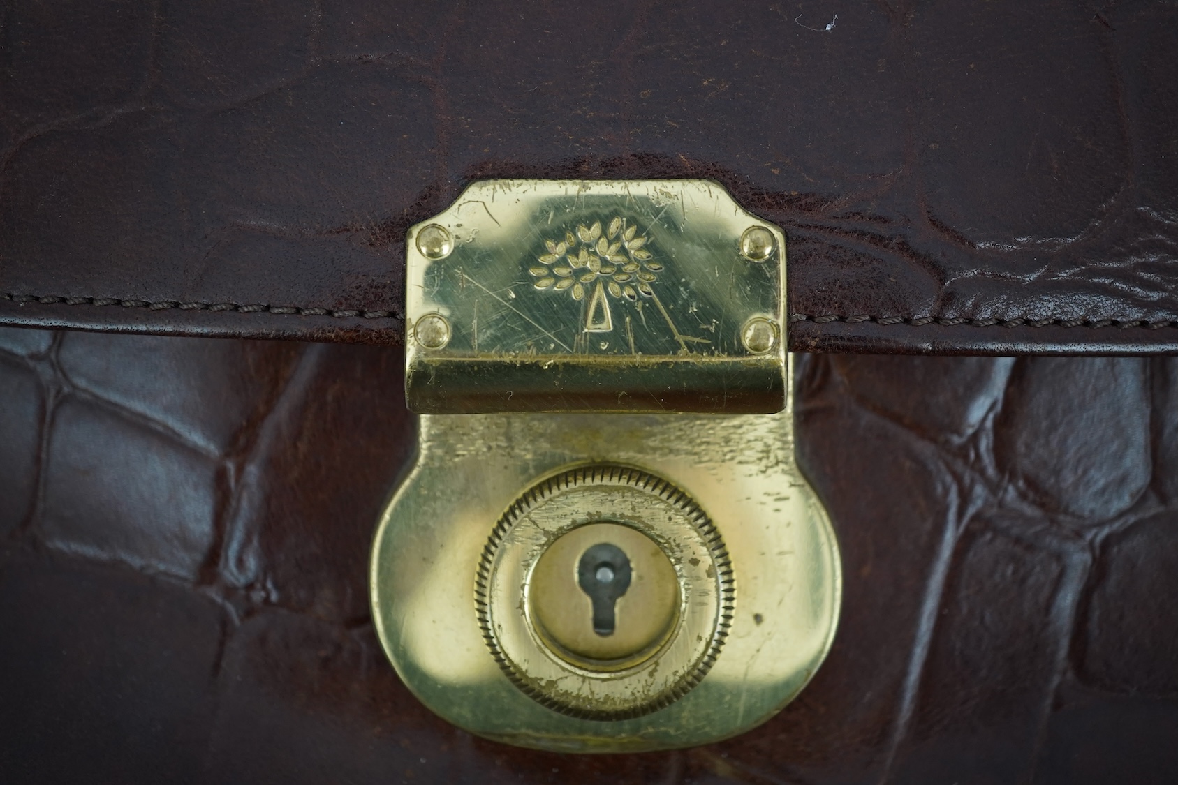 A vintage Mulberry 'faux' crocodile briefcase